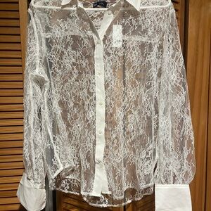 GAPWhite Lace Button-Up Blouse NWT